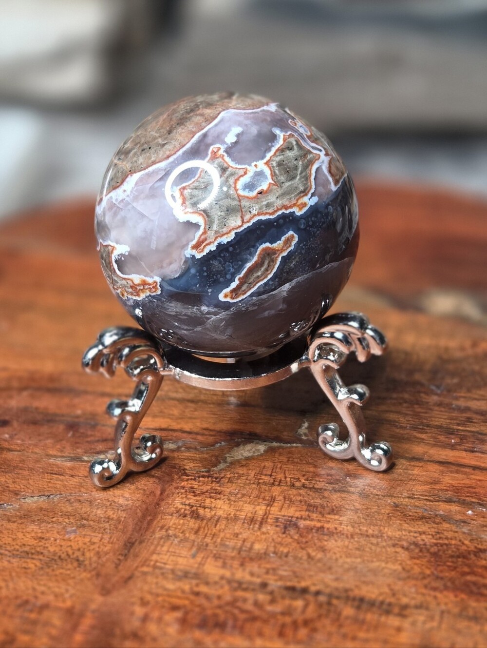 Volcano Agate Sphere (Uv Reactive) Stabilty - Picture 3 of 7